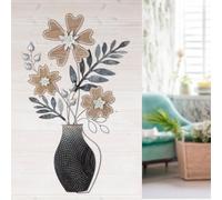 Casablanca - Bouquet de fleurs en métal - Anthracite/bleu foncé/blanc texturé - Motif floral - Feuilles et fleurs - 78 x 44 cm - Décoration murale - Accessoire d'intérieur