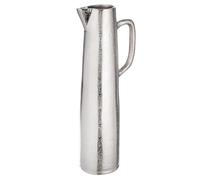 Casablanca Brocca Vase à anses en Aluminium, argenté, Finition vieillie, Hauteur 40 cm x Ø 11 cm