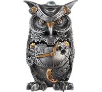 Casablanca by Gilde Poly Skulptur Steampunk Owl, Eule, Dekofigur, Dekoration, Kunstharz, Silber / Kupfer, H 21 cm, 37044