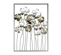 Casablanca Décoration murale en métal marron foncé Motif fleurs Marron vieilli Champagne