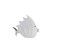 Casablanca Décoration Poisson dans Effet Pierre, 29 x 26 cm, Blanc/argenté