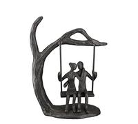 Casablanca Figurine décorative Bonheur en Fer - Amoureux sur balançoire - Cadeau pour Saint Valentin, Mariage, Anniversaire - Couleur : Marron Hauteur 16,5 cm