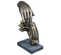 Casablanca Figurine décorative d'intérieur - fabriqué en Poly - Couleur : Bronze - Two Mains/Deux Mains - Sculpture Statue Décoration de Vie - Hauteur 21 cm