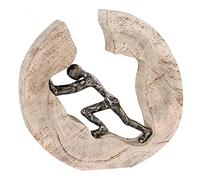 Casablanca - Figurine décorative en Forme de figut - Pushing - Bois de Mangue/Aluminium - Hauteur : 29 cm