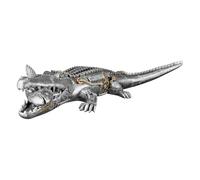 Casablanca Figurine Steampunk Crocodile - Résine - Argenté - Largeur 60 cm - Décoration - Cadeau - Objet de Collection - Accessoire d'intérieur