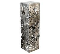 Casablanca Flora Colonne en métal Bruni avec Plateau en Verre Transparent 27 x 100 x 27 cm