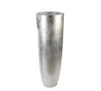 Casablanca Grand Pot de Plantes XL Rond en Fibre de Verre - étanche à l'eau sans Ouverture de Drainage - Pot de Plantes XXL pour l'intérieur - Deko Salon - Couleur : Argent Hauteur 92 cm