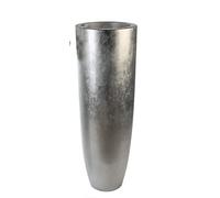 Casablanca Grand Pot de Plantes XXL Rond en Fibre de Verre - bac de Plantes XL pour l'intérieur - avec Pot de Plantes - Deko Noël Salon - Couleur : Argent Hauteur 115 cm