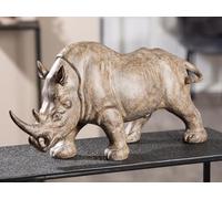 Casablanca Grande Figurine décorative XL rhinocéros - Décoration Cadeau Animal Sauvage Sculpture Rhino Marron - Largeur 57 cm