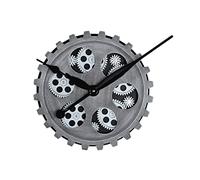 Casablanca Grande Horloge Murale Ronde en métal et Plastique Argenté - pour 4 Piles AA (Non incluses)- Diamètre 30 cm