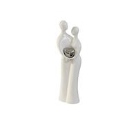 Grande Sculpture Couple Mariage ou Fiançailles en Céramique Blanc/Argent Hauteur 39 cm