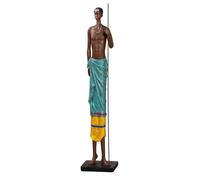 Casablanca Grande Statuette décorative XXL - Figurine Africaine Homme en résine - Couleur : Marron Multicolore - Décoration Cadeau Hauteur 82,5 cm