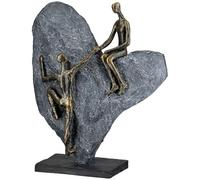 Casablanca Heart of Stone Sculpture en résine synthétique Motif cœur et Couple Finition Antique Bronze Gris Hauteur 30 cm Largeur 24 cm