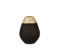 Casablanca Imperium Vase bombé en Aluminium, Hauteur 21 cm, doré/Noir
