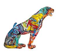 Casablanca KG Casablanca Sculpture décorative représentant un guépard assis urbain Street Art 28,5 cm Multicolore 28,5 x 28,5 x 8 cm
