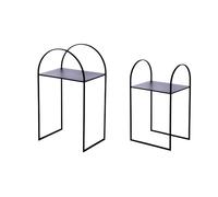 Casablanca Lokko Lot de 2 Tables d'appoint en Verre et métal Noir Hauteur 70 cm Largeur 40 cm