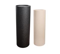 Casablanca Lot de 2 colonnes Basseterre en Fer, cylindriques, crème/Noir, Surface craquelée, Hauteur 90 cm, diamètre 31 cm