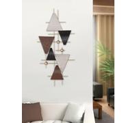 Casablanca modernes Design Bandiera en relief mural en métal brillant et structuré, 38 x 78 x 4 cm, anthracite, beige, marron