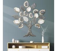 Casablanca modernes Design Relief mural Big Tree en métal brillant texturé en forme d'arbre Gris 104 x 93 x 5 cm