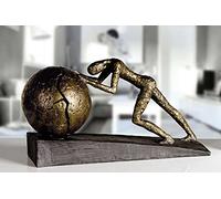 Casablanca modernes Design Sculpture Exclusive Heavy Ball en Poly Bronze Base Noire Hauteur 21,5 cm Longueur 37 cm