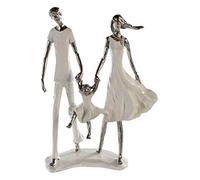 Casablanca modernes Design Sculpture Famille - Bonheur Familial - Blanc/Argent - polyrésine - Hauteur 31 cm