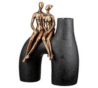 Casablanca Movement Vase en résine synthétique, Aspect métallique, Noir, Hauteur 26 cm, Forme Homme et Femme