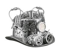 Casablanca Objet de décoration Steampunk - Chapeau en Plastique - Argenté - Hauteur 21 cm x Largeur 26 cm - Décoration de Table