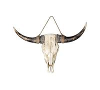 Casablanca - Objet mural "Buffle" - Poly - blanc-marron - Hauteur 24cm - Largeur 38cm - Décoration murale