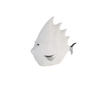 Casablanca Poisson décoratif en Effet Pierre, 36 x 33 CM, Blanc/Argent