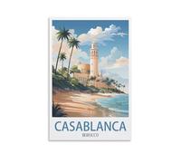 Casablanca - Poster vintage sur toile pour décoration d'intérieur, salle de bain, chambre à coucher, bureau, salon (20 x 30 cm)