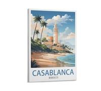 Casablanca - Poster vintage sur toile pour décoration d'intérieur, salle de bain, chambre à coucher, bureau, salon (20 x 30 cm)