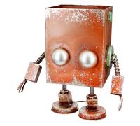 Casablanca Robotic Cache-Pot, en métal, Marron Rouille, Finition Antique, Hauteur 38 cm x Largeur 34 cm, Forme Robot