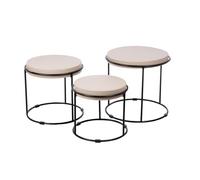 Casablanca Rotonda Lot de 3 Tables d'appoint Rondes en Fer Gris Surface craquelée Hauteur 47 cm x Ø 49 cm
