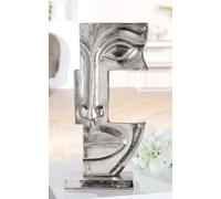 Casablanca Sculpture Big Lips en Aluminium argenté Finition Antique Motif Visage H 40 cm l 21 cm P 9 cm - Décoration Artistique, Accessoire de Maison, Cadeau