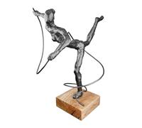 Casablanca - Sculpture de Femme dansante - Figurine décorative en Aluminium et Bois - Couleur : Anthracite Gris foncé - Hauteur : 30 cm