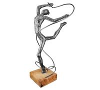 Casablanca - Sculpture de Femme dansante - Figurine décorative en Aluminium et Bois - Couleur : Anthracite Gris foncé - Hauteur : 36,5 cm