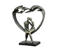 Casablanca Sculpture décorative en Forme de cœur - Figurine de Couple Baiser en résine - Couleur : Bronze - Décoration Cadeau de Mariage - Hauteur 30 cm