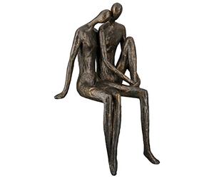 Casablanca Sculpture décorative en résine avec Inscription « Love Couple » Cadeau de Mariage Saint Valentin - Couleur : Bronze - Hauteur 35 cm