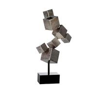 Casablanca Sculpture en métal - Finition Argent Antique - Base Noire H 56 cm