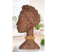 Casablanca Sculpture Femme Africaine, Bois de manguier, Marron/Naturel, Femme, H 49 cm l 27 cm P 10 cm - Décoration Artistique, Artisanat, Accessoire d'intérieur