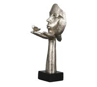 Casablanca Sculpture Femme avec Papillon - Desire - Argenté Antique - Hauteur 34 cm - avec Inscription