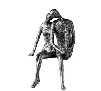 Casablanca - Sculpture - Figurine décorative Couple - en polyrésine - Couleur : Argent Vieilli - Hauteur 25 cm