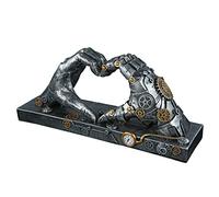 Casablanca Sculpture Love Steampunk 37049 Cœur en Forme de cœur Argenté Vieilli avec éléments cuivrés Hauteur 16 cm