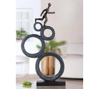 Casablanca Sculpture Running en résine, Finition vieillie, Anthracite/cuivre, Motif de Coureur, Hauteur : 47 cm, Largeur : 26 cm, Profondeur : 7,5 cm - Décoration Artistique