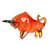 Casablanca - Sculpture Taureau - en Verre Rouge, Orange, Marron, Noir H 28 cm