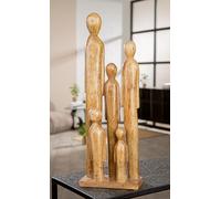 Casablanca Sculpture We are Family en Bois de manguier Naturel Rugueux Mat Motif Famille Hauteur 53 cm Largeur 18 cm Profondeur 9 cm