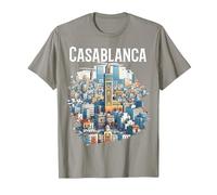 Casablanca Skyline Minaret Maroc Souvenir T-Shirt, Homme, Ardoise, L