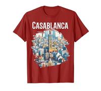 Casablanca Skyline Minaret Maroc Souvenir T-Shirt, Homme, Canneberge, L