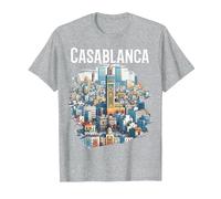 Casablanca Skyline Minaret Maroc Souvenir T-Shirt, Homme, Gris Chiné, M