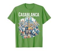 Casablanca Skyline Minaret Maroc Souvenir T-Shirt, Homme, Herbe, XXL